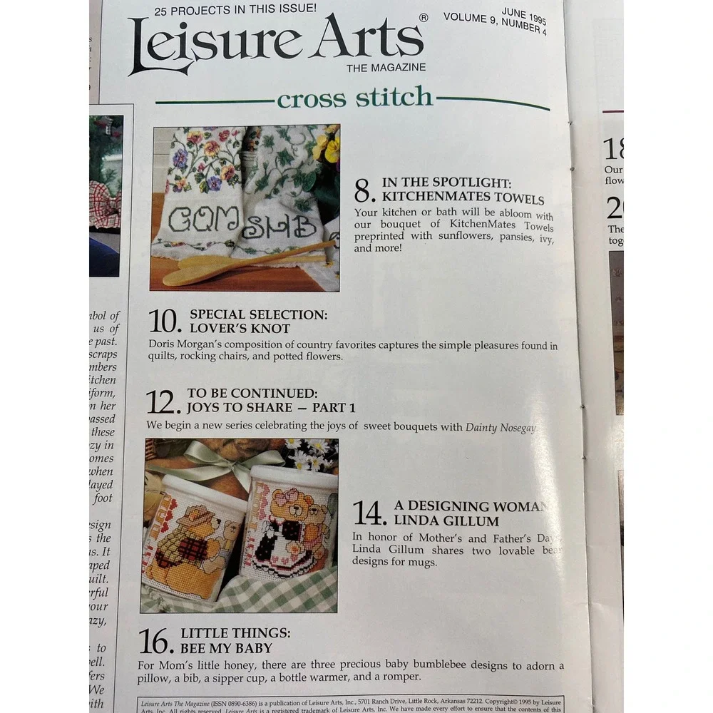 Leisure Arts The Magazine June 1995 25 Projects Cross Stitch‎ Crochet Knit Craft